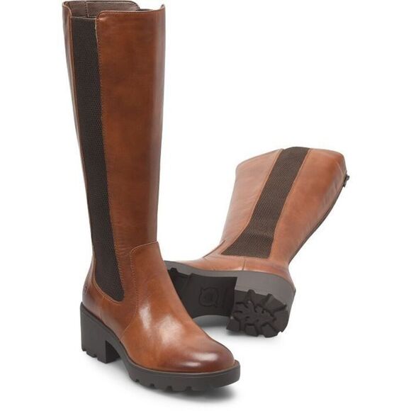 Born Shoes - Born Galdot Tall Brown Boots Soft Leather Brown Cuero Size 9.5  NWOB Chelsea
